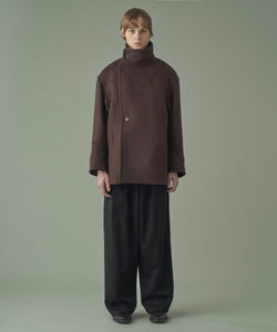 BEAVER MELTON STAND COLLAR COAT