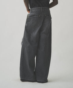 DAMAGE WIDE DENIM PANTS