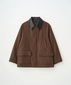LEATHER COLLAR RIDING JACKET