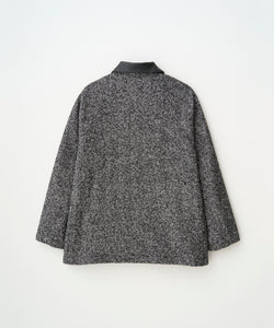 LEATHER COLLAR RIDING JACKET (HERRINGBONE)