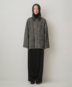 LEATHER COLLAR RIDING JACKET (HERRINGBONE)