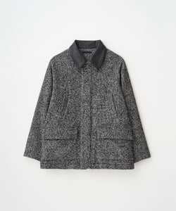 LEATHER COLLAR RIDING JACKET (HERRINGBONE)