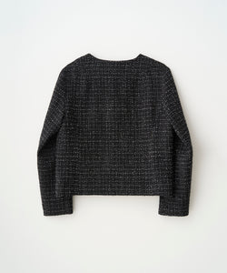 FANCY TWEED NO-COLLAR JACKET