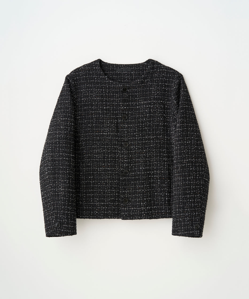 FANCY TWEED NO-COLLAR JACKET