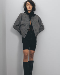 FANCY TWEED NO-COLLAR JACKET
